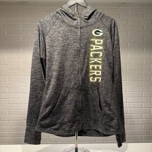 Green Bay Packers Womens Zip Up Hoodie Athletic Sports Gray‎ Size L